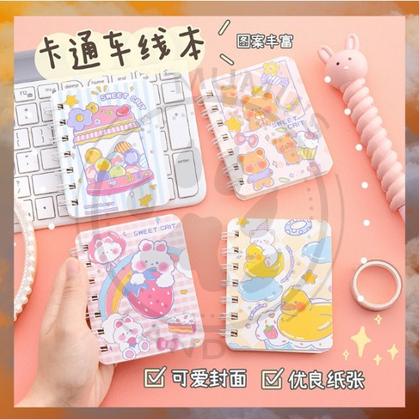 

NOTE BOOK RING 9 MOTIF MEMO KECIL A7 SPIRAL isi 80 Lembar MINI / BUKU CATATAN / TULIS RING ECER