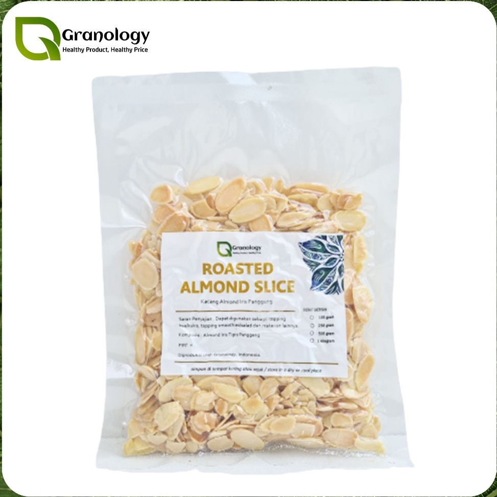 

[KODE J66MW] (Kemasan Vakum) Roasted Almond Slice / Kacang Almond Slice Oven (100 gram) by Granology