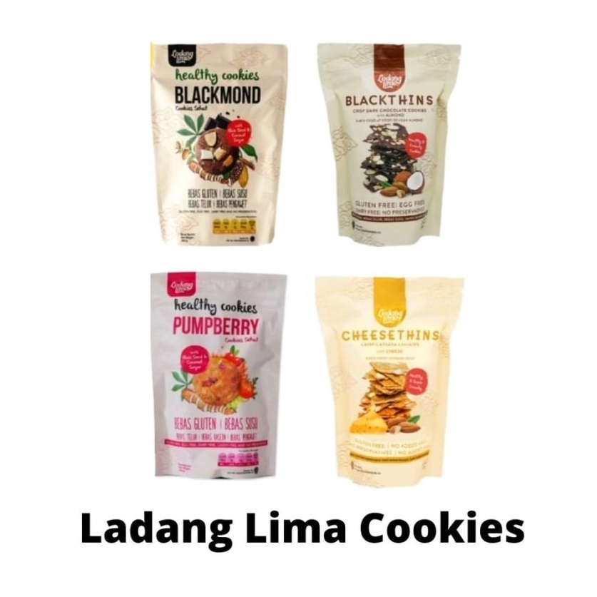 

[KODE KSP7M] Blackmond/ Blackthins/ Cheesethins/ Pumpberry Cookies Ladang Lima Gluten Free Snack Sehat