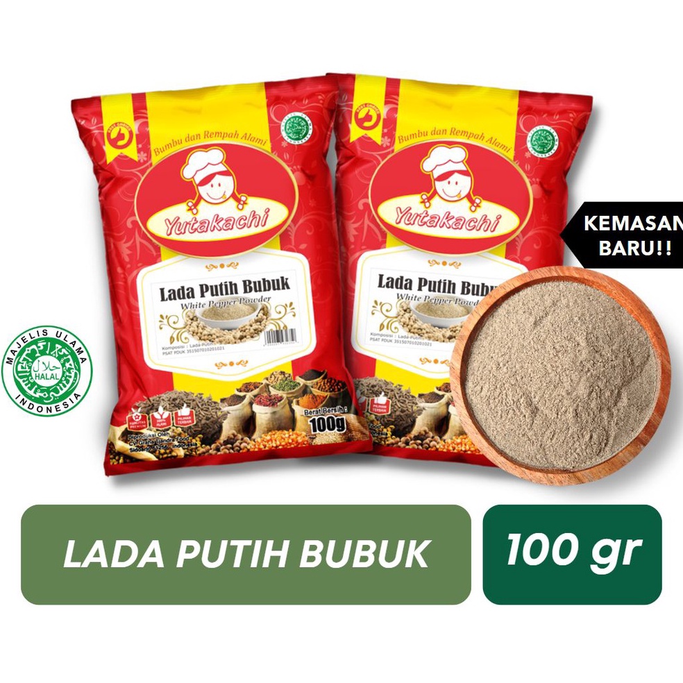 

[MSI52] Lada Putih Bubuk Super 100 Gram Yutakachi Murni Alami / Pusat Bumbu Rempah Dapur / Merica Bubuk / Ground White Pepper Powder / Bumbu Masak JSR Best Seller ⌒)