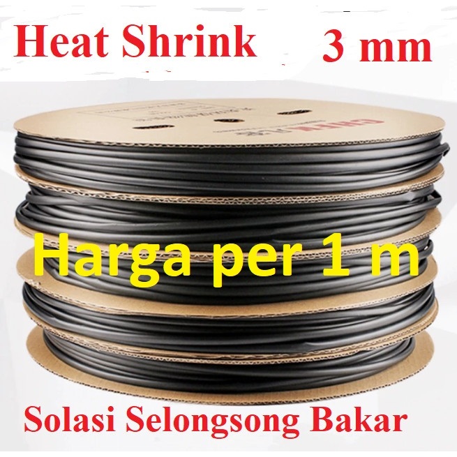 Heatshrink Heat Shrink Selang Tube Selonsong Selang Bakar 3mm 3 mm