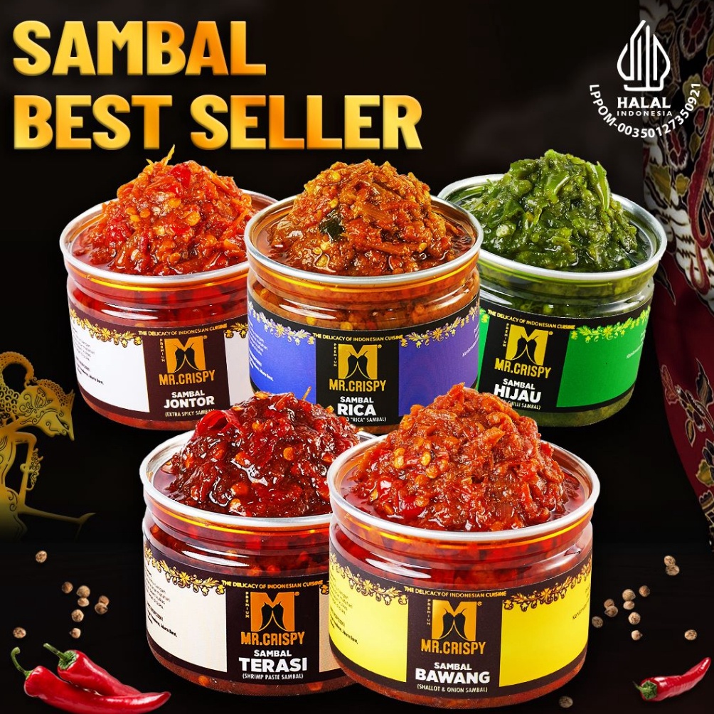 

T3rupd4te Sambal Bawang/Terasi/Jontor/Hijau/Rica Sambel Mr.Crispy Ready Stcok