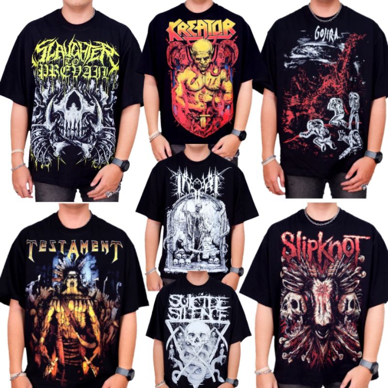 KAOS BAND METAL SLIPKNOT SLAUGHTER TO PREVAIL KREATOR TESTAMENT SUICIDE SILENCE GOJIRA INFERI T-SHIR