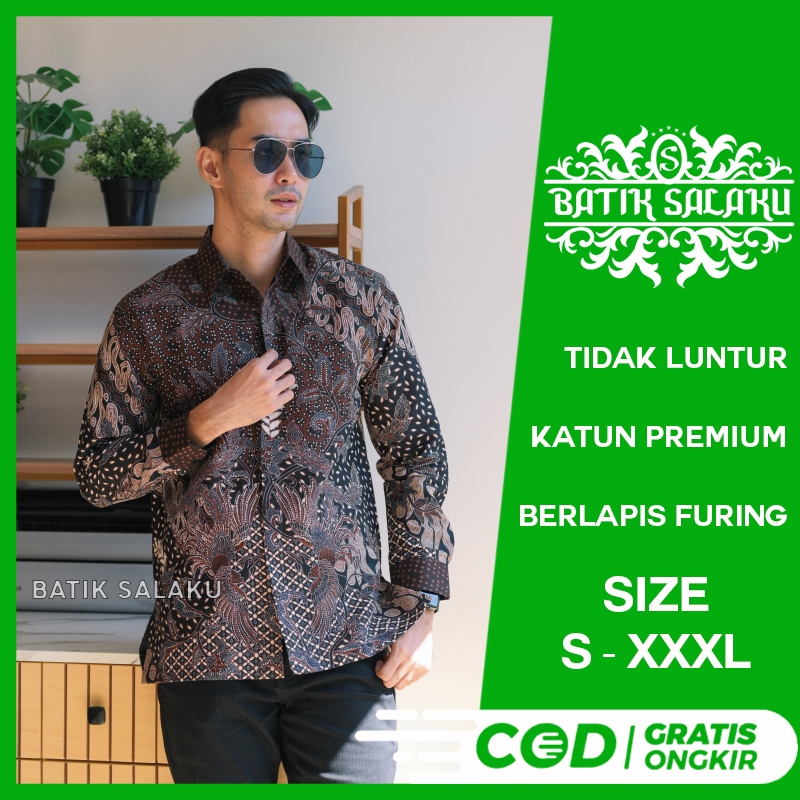 Kemeja Batik Pria Lengan Panjang 15 Baju BATIK SALAKU Premium Cocok Untuk Pesta Kantor Kondangan Lam
