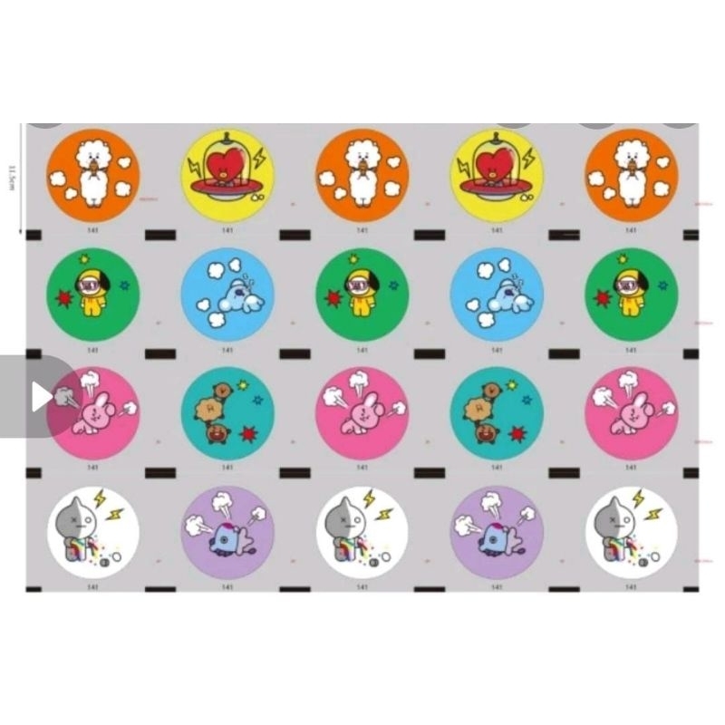 Berkah_Seratus  Plastik Lid Cup Isi 1000Cup Sealler Cup Motif Buah Kartun Polos Isi 1000Pcs