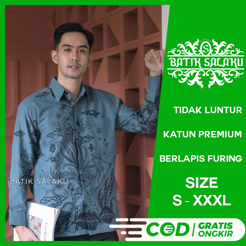 Kemeja Batik Pria Lengan Panjang 20 Baju BATIK SALAKU Premium Cocok Untuk Pesta Kantor Kondangan Lam