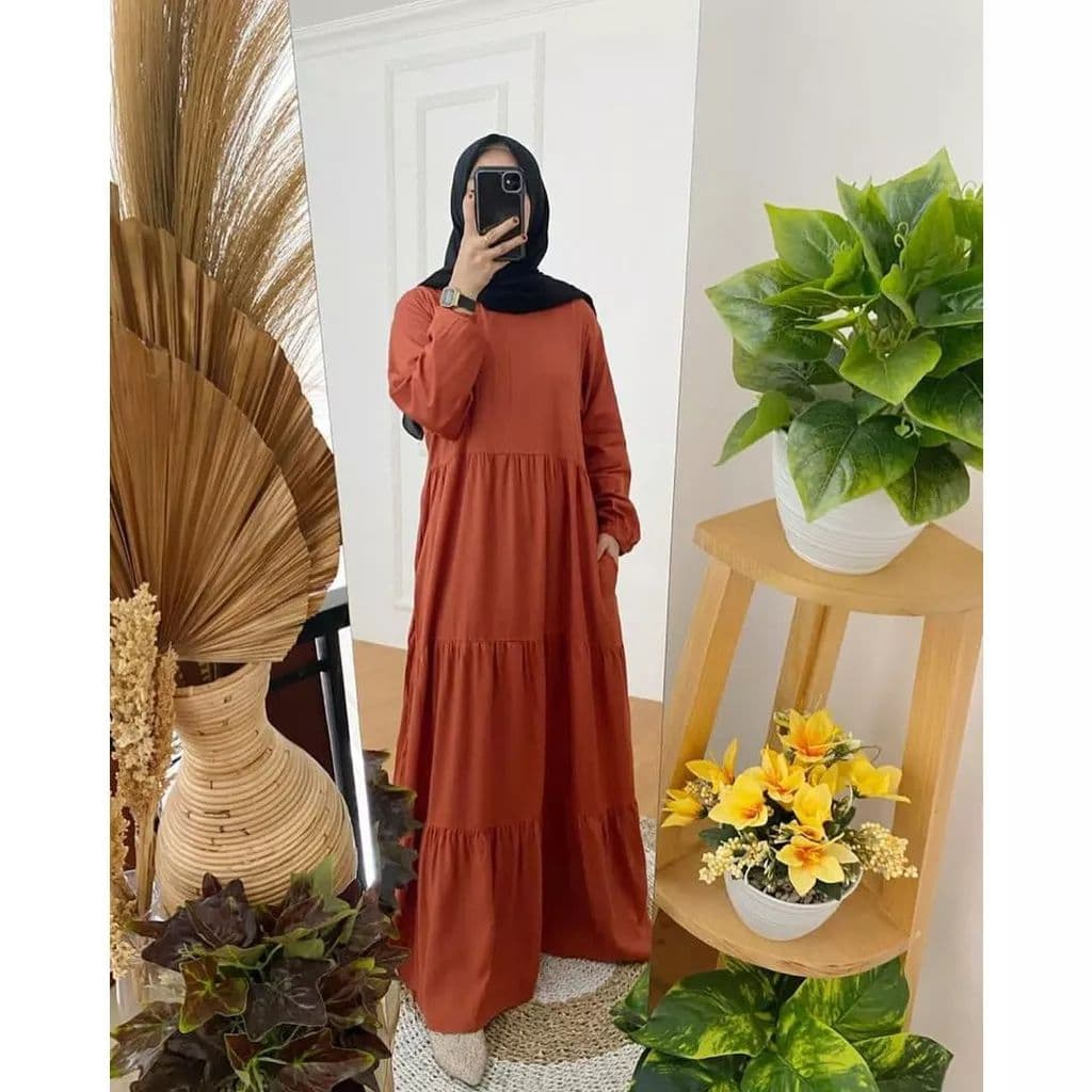 Gamis Jumbo Susun Polos Ld 120 110 Bahan Katun Rayon Premium Hanum Dress Muslim Maxy