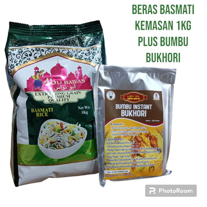 

Beras basmati kemasan 1 kg Plus Bumbu Bukhori Kebuli Briyani