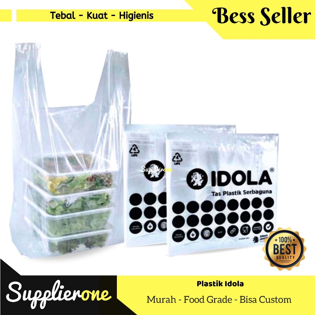 Plastik Idola  Uk 15 / Kantong Plastik PE IDOLA PEX Kresek Bening Tebal Serbaguna / Kantong Plastik 