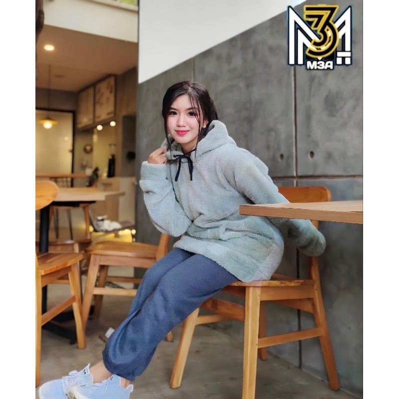 SHERPA HOODIE BULU WARNA MINT/JAKET SHERPA/HOODIE WANITA/JAKET BULU