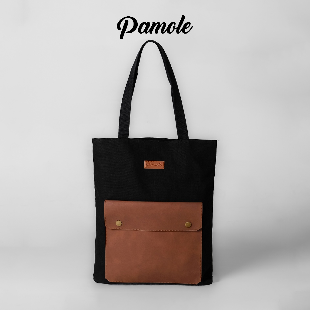 Pamole Totebag Kanvas Totebag Kuliah Totebag Kerja Penutup Resleting Totebag Unisex - Pocket Series