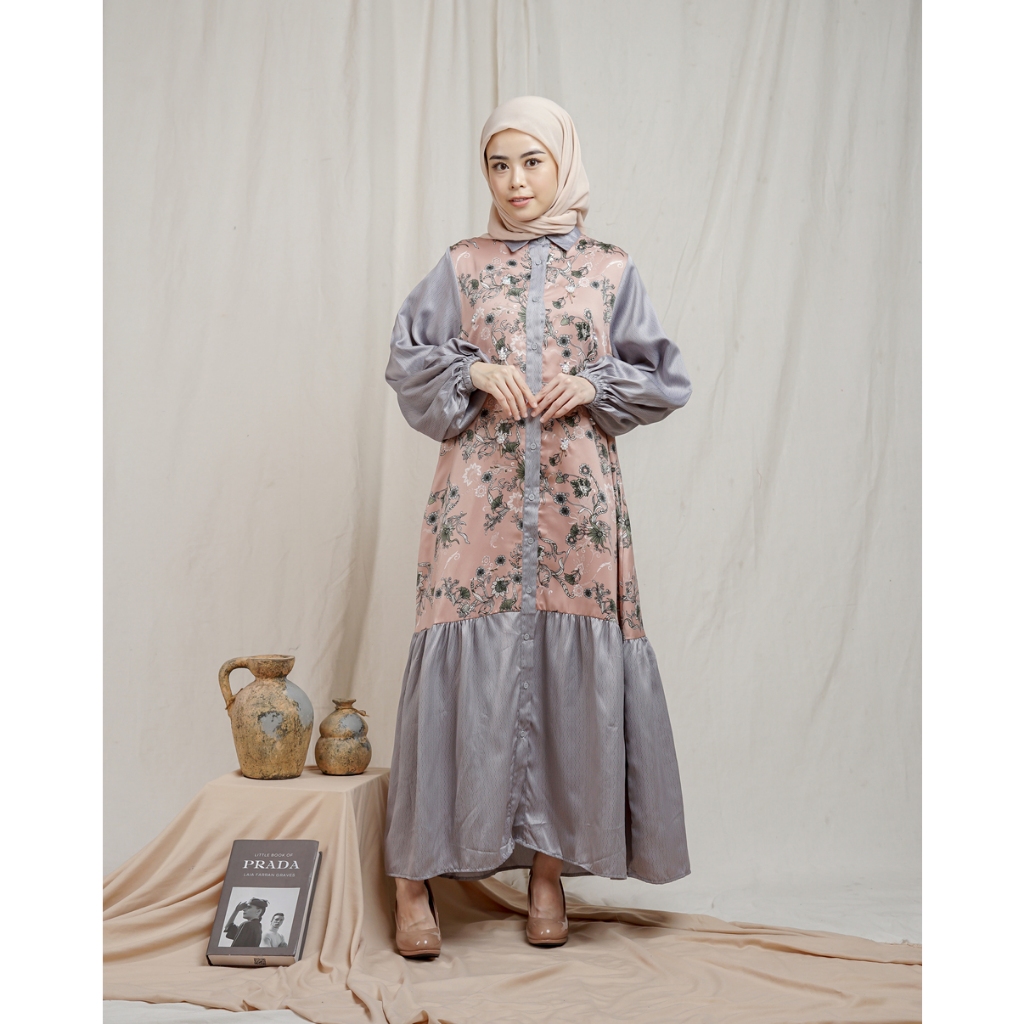 RAIA – ALANA Silk Dress – Gamis Wanita Modern Satin Gaun Panjang Baju Muslim