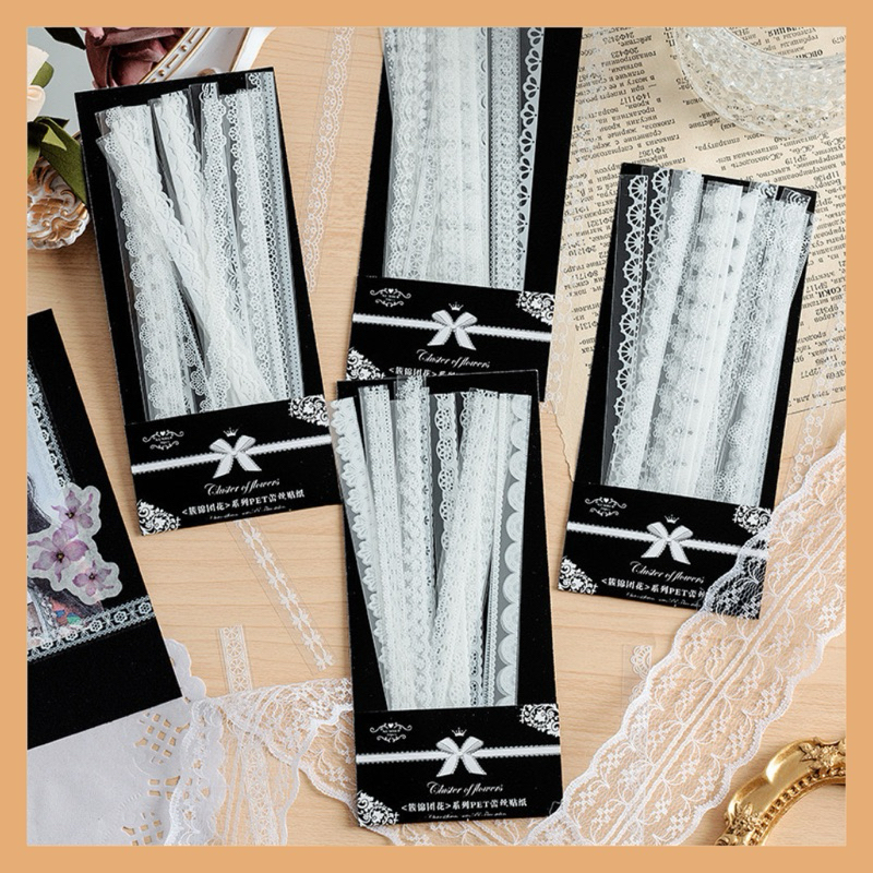 

10 Pcs Stiker Renda Doilies Transparan PVC Dekorasi Scrapbooking