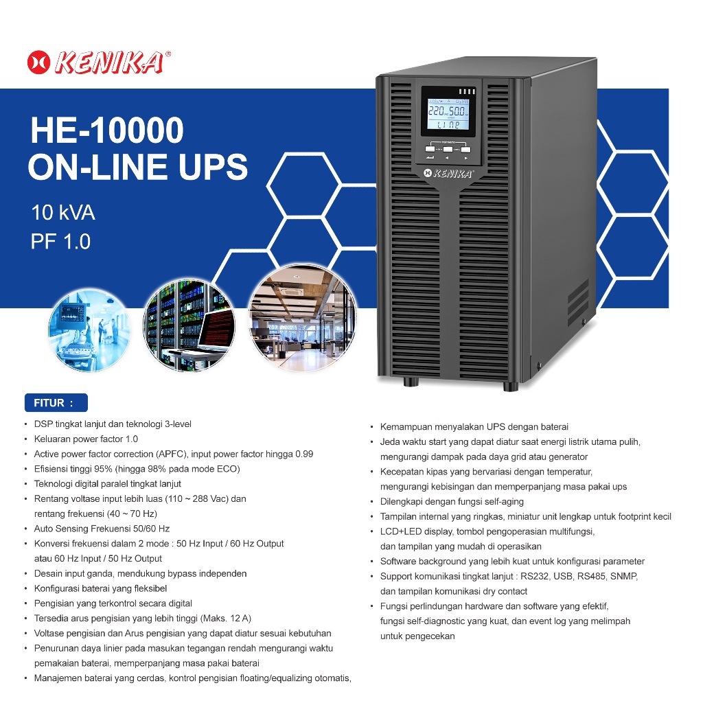 UPS Online KENIKA HE-10000 10KVA/10000VA True Online - Pure Sine Wave