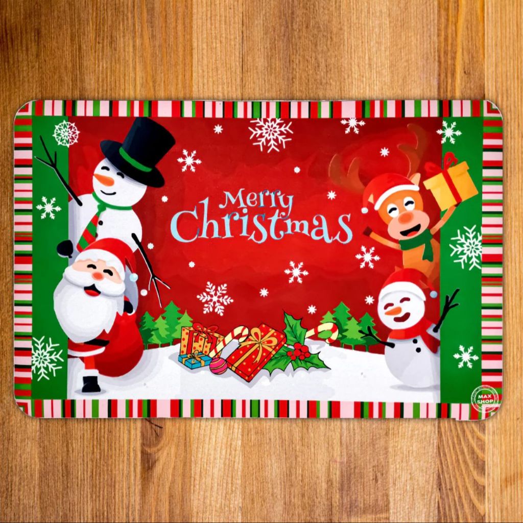 Keset Natal Diatomite Anti Slip Premium Lap Alas Kaki Edition Christmas