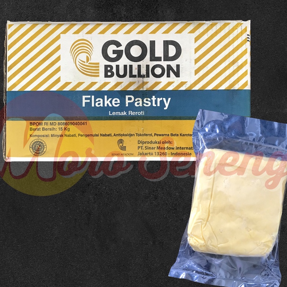 

[KODE EQ7RI] Flake Pastry Gold Bullion 1 kg Repack / Korsvet / Corsvet / Puff Shortening / Mentega Pastri