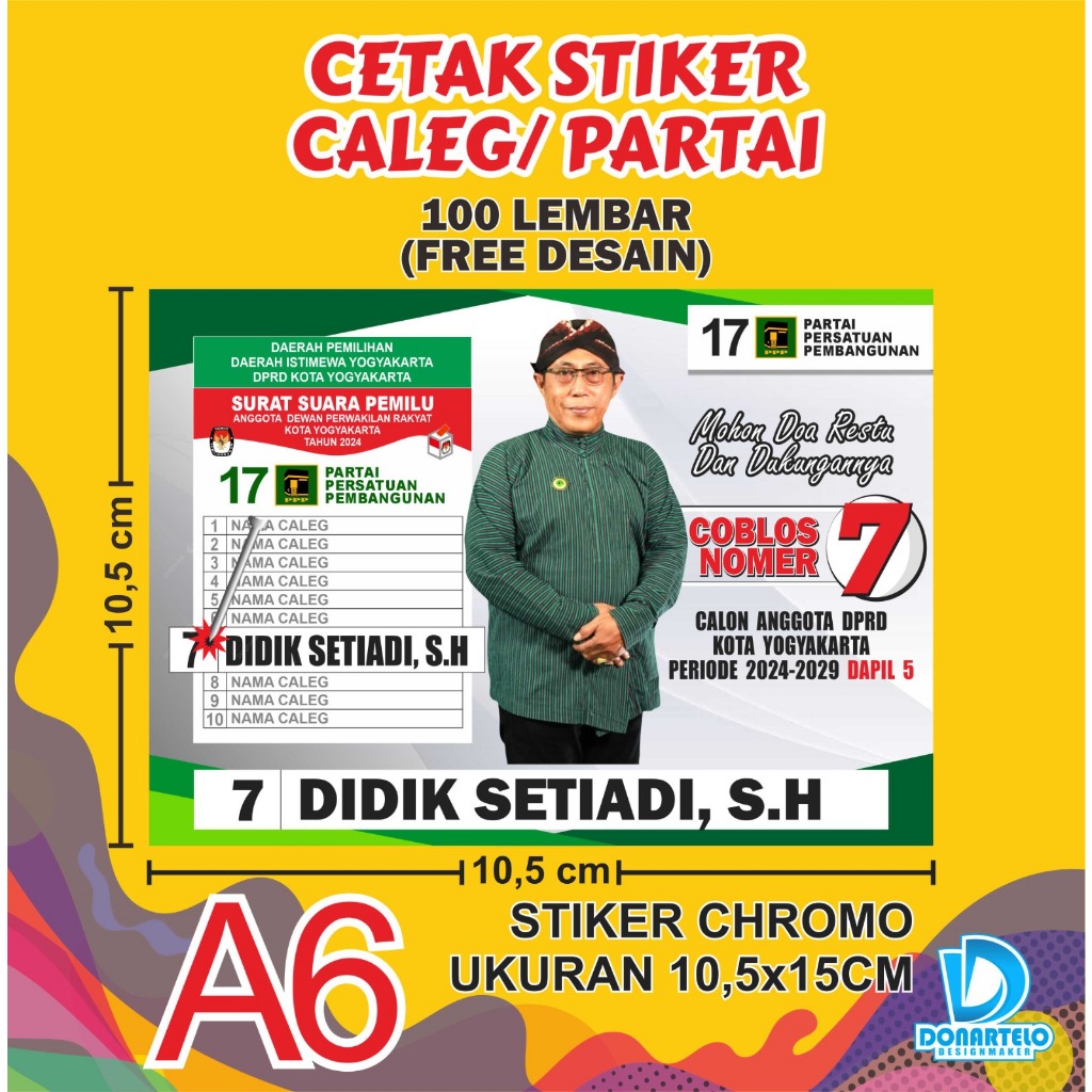 

STIKER CALEG 2024 ISI 100PCS FREE DESAIN