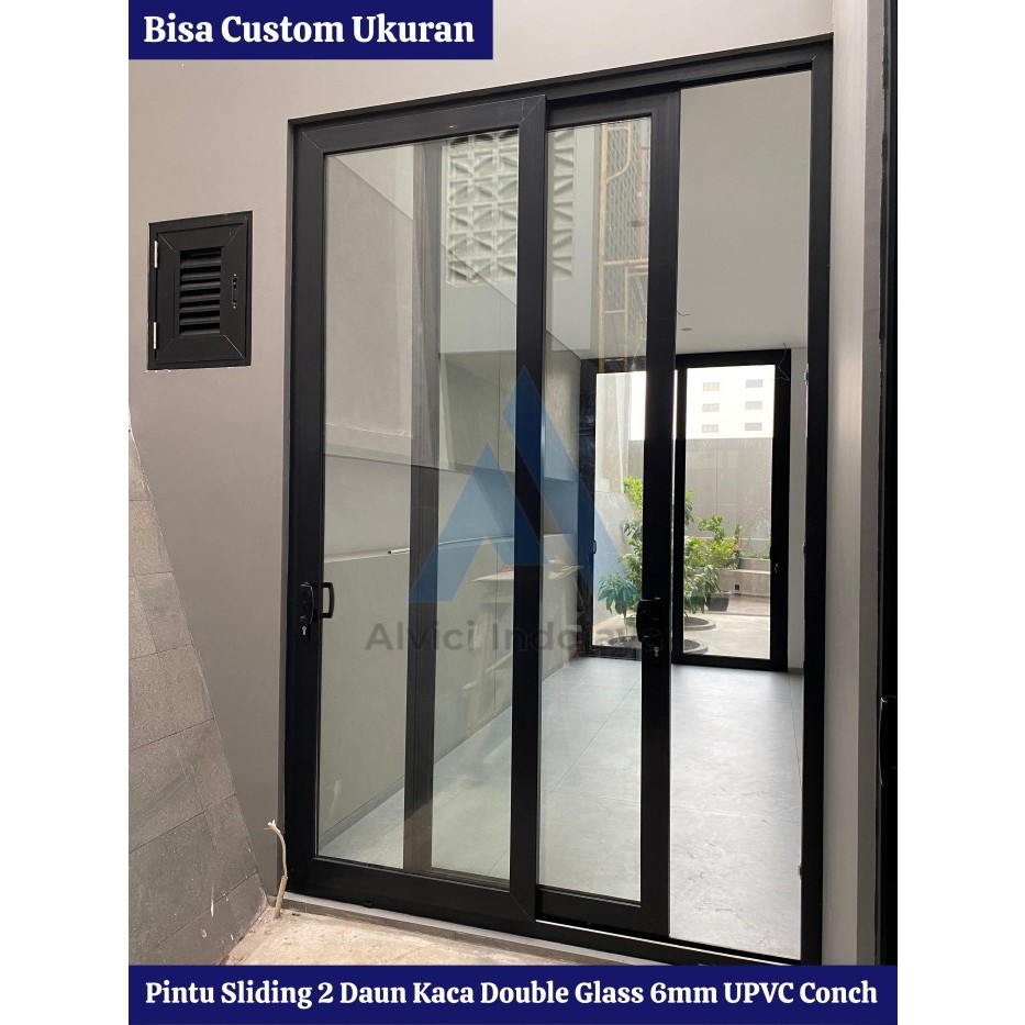 Pintu Sliding 2 Daun UPVC Conch Hitam