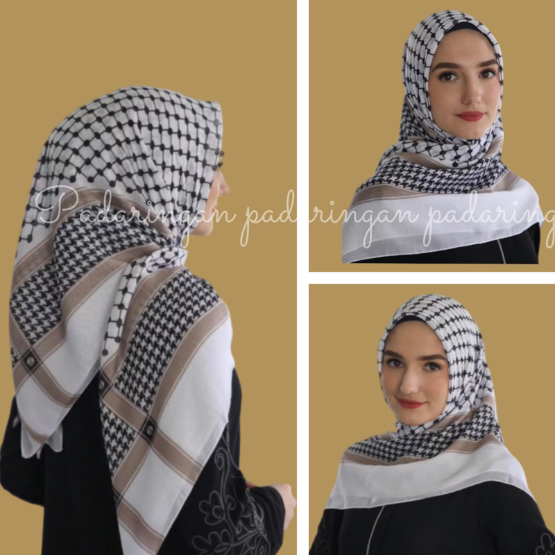 hijab voal Palestina motif sorban | hijab turki sorban | hijab segi empat  palestina | jilban palest