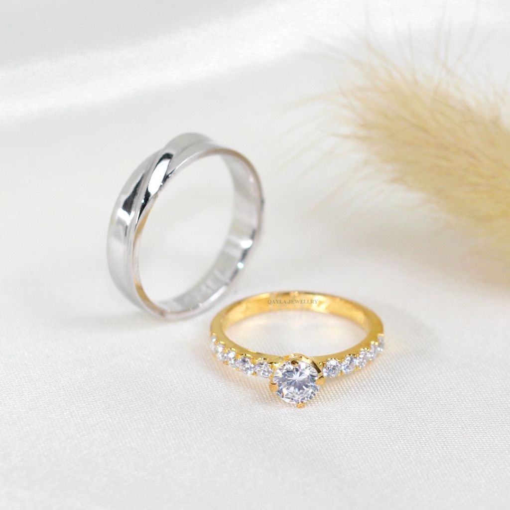 CINCIN KAWIN SEPASANG EMAS PUTIH & PLATINUM