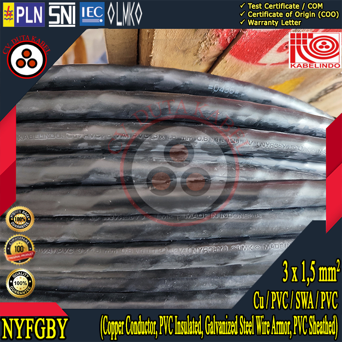 Kabel NYRGBY 3x1,5 mm2 KABELINDO /NYFGBY 2 x 10mm2/2x10mm2/2x10