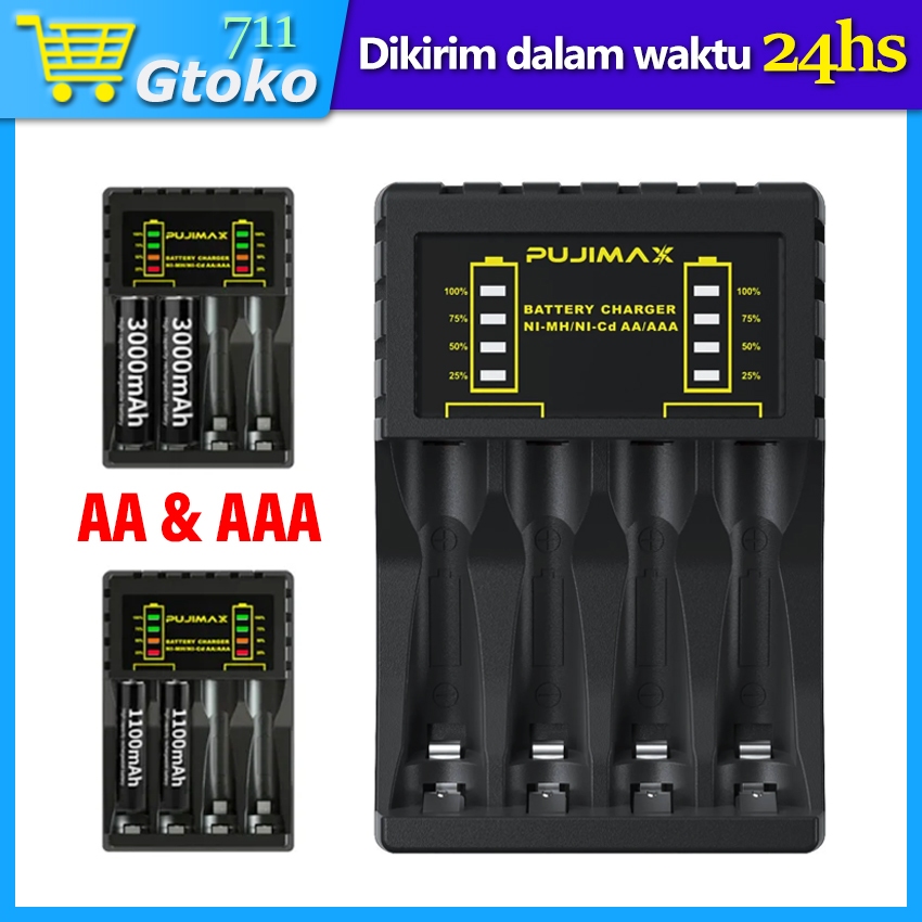 4 Slots Charger Cas Baterai AA & AAA 18650 Micro USB Battery Fast Charger Batre Desktop Universal