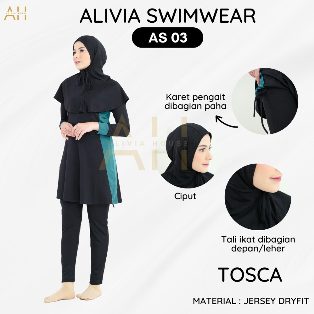 Alivia Swimwear AS03 - Baju renang muslimah dewasa wanita muslim perempuan remaja swimwear hijab Image 5