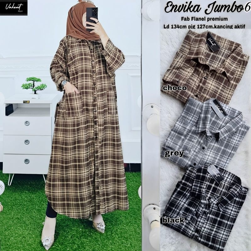 gamis Jumbo Flanel Premium Envika Jumbo original by Valent