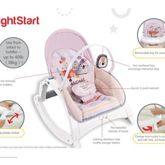 Bouncer rocking Right Start 2 in 1 Newborn - Toddler Pertable rocking ( New Motif )