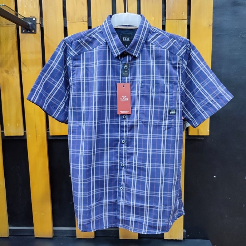 LGS ORIGINAL 008 Atasan Kemeja Pria Motif Lengan Pendek