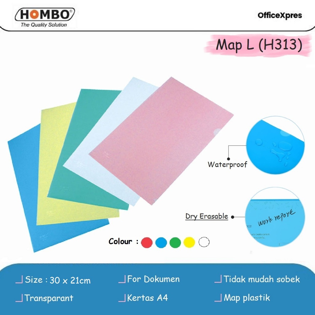 

Map L A4 / Map Dokumen / Map Bening Clear Sleeve / Clear Folder A4 Folio H313 Hombo (6Pcs)