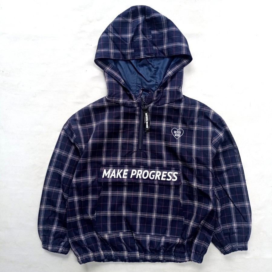 jaket anak lindauer plaid windbreaker plaid halfzip cagoule