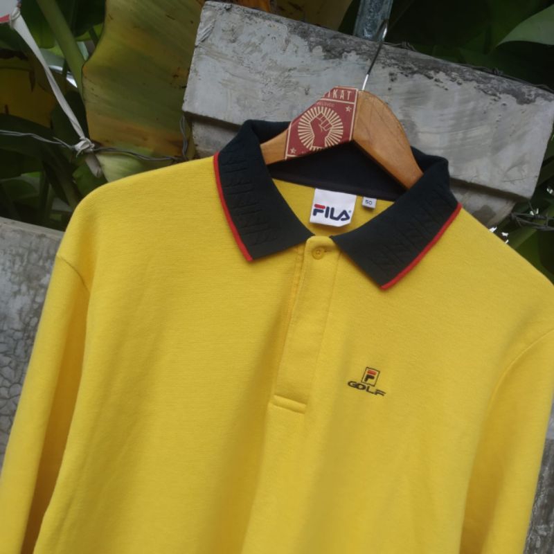 Kaos Vintage Fila Golf Polo Shirt Casual Clobber Subculture Long Sleeve
