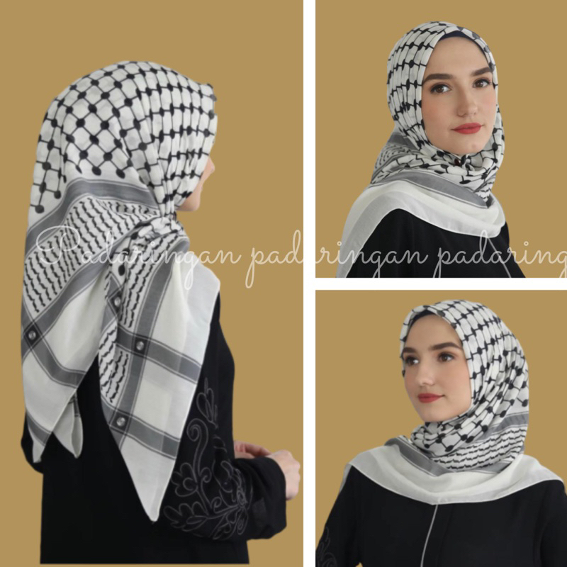 hijab turki | hijab segi empat Palestina motif sorban | jilbab motif sorban | kerudung motif sorban