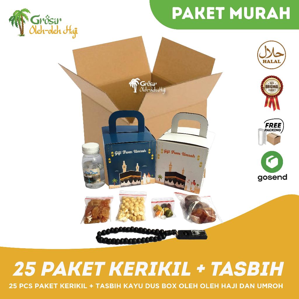 

Paket Oleh Oleh Haji dan Umroh + Coklat Kerikil + Tasbih kayu per 25 pcs