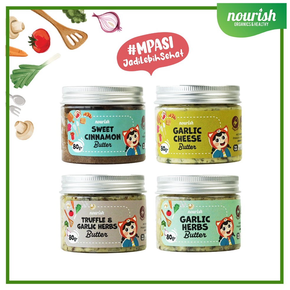 

[★N31\] Nourish Butter Grass Fed MPASI / BB Booster / Lemak Baik / Butter Garlic / Butter Garlic Cheese / Butter Truffle / Butter Cinnamon In Sale