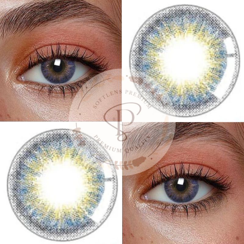 Softlens Blue Ring Tipis Tiga Warna Diameter 14.5 mm | Softlens Biru Natural | Softlens Daily | Soft