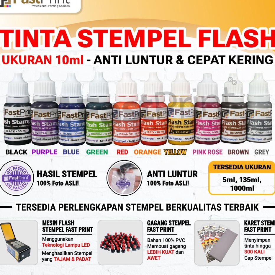 

✿Stok Banyak➶ Fast Print Tinta Stempel Flash Ink 10 ML J75 ✹