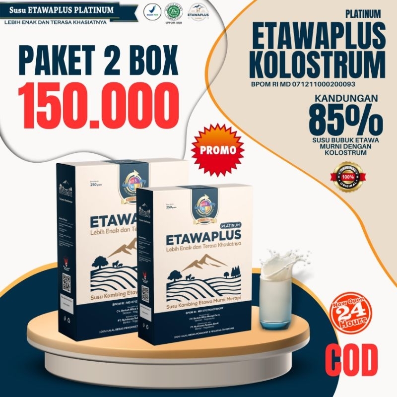 

Etawaplus Kolostrum Paket 2 Box lebih hemat / Susu Kambing Etawa / Susu Etawa Paket