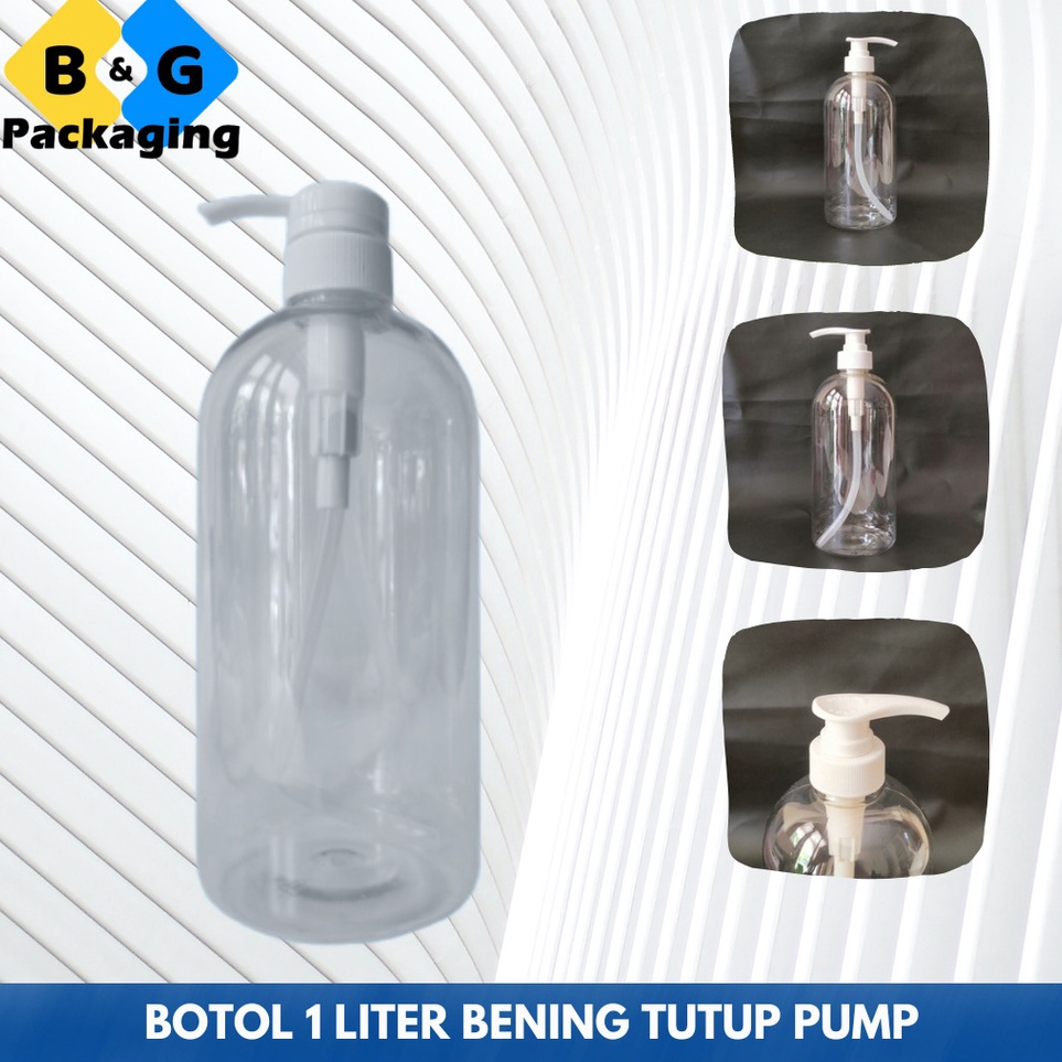 Ready BOTOL 1000ML PUMP BENING NATURAL / BOTOL PUMP 1L CLEAR BENING BOTOL ISI ULANG SABUN