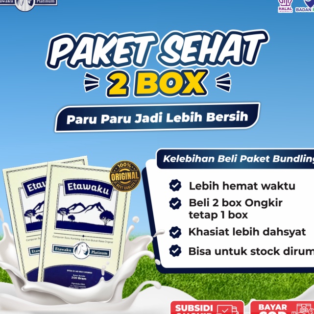 

Ready PAKET 2 BOX ETAWAKU PLATINUM - Susu Kambing Etawa Provit Solusi Atasi Masalah Gangguan Pernapasan / Asma / Lutut Sakit Tulang ➳➵✻