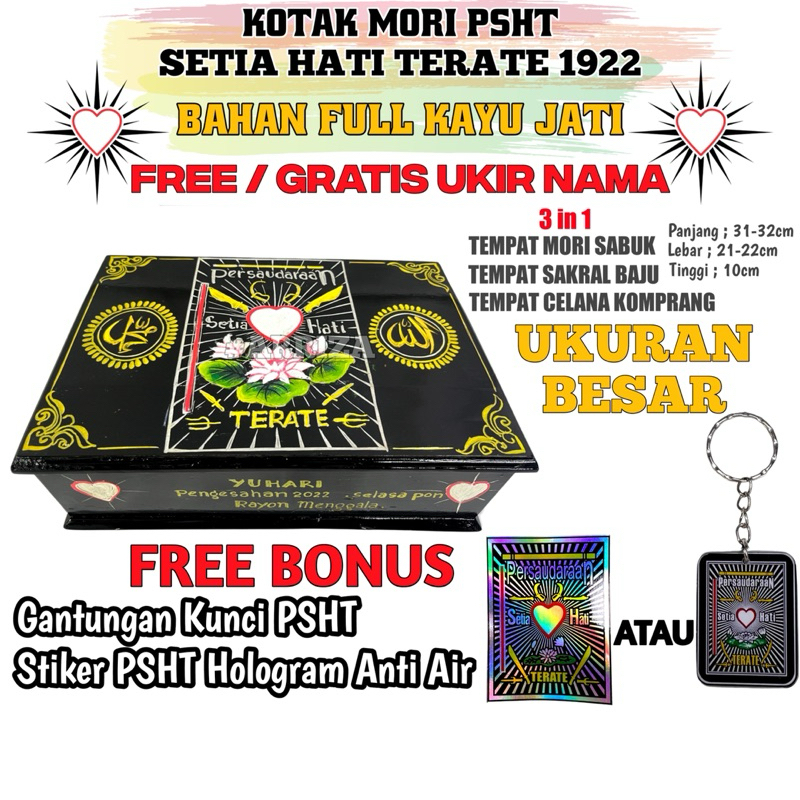 PROMO KOTAK MORI PSHT UKURAN BESAR Bonus Gantungan Kunci PSHT + Stiker / Kotak Mori TERBUAT DARI KAY