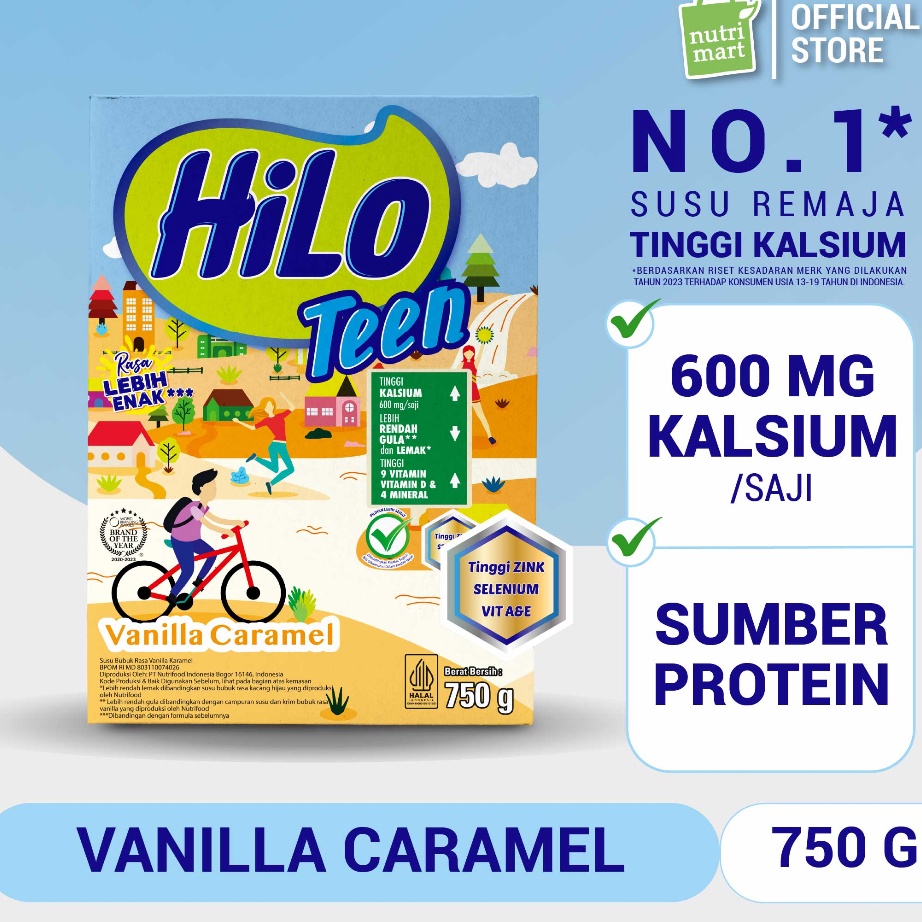 

Terbatas Hilo Teen Vanilla Caramel 750 gram - Susu Tinggi Kalsium Rendah Lemak Ready Stock