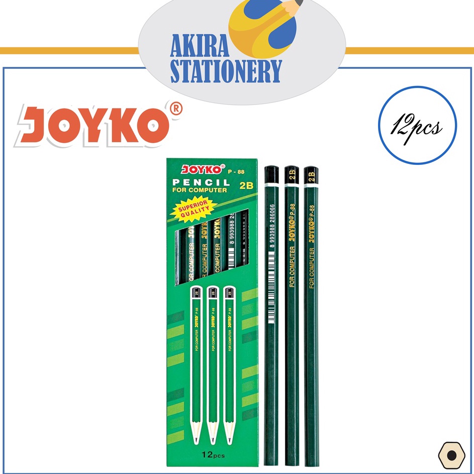 

Stok Banyak PENCIL 2B P-88 / PENSIL 2B P 88 JOYKO 1 BOX (12 PCS)