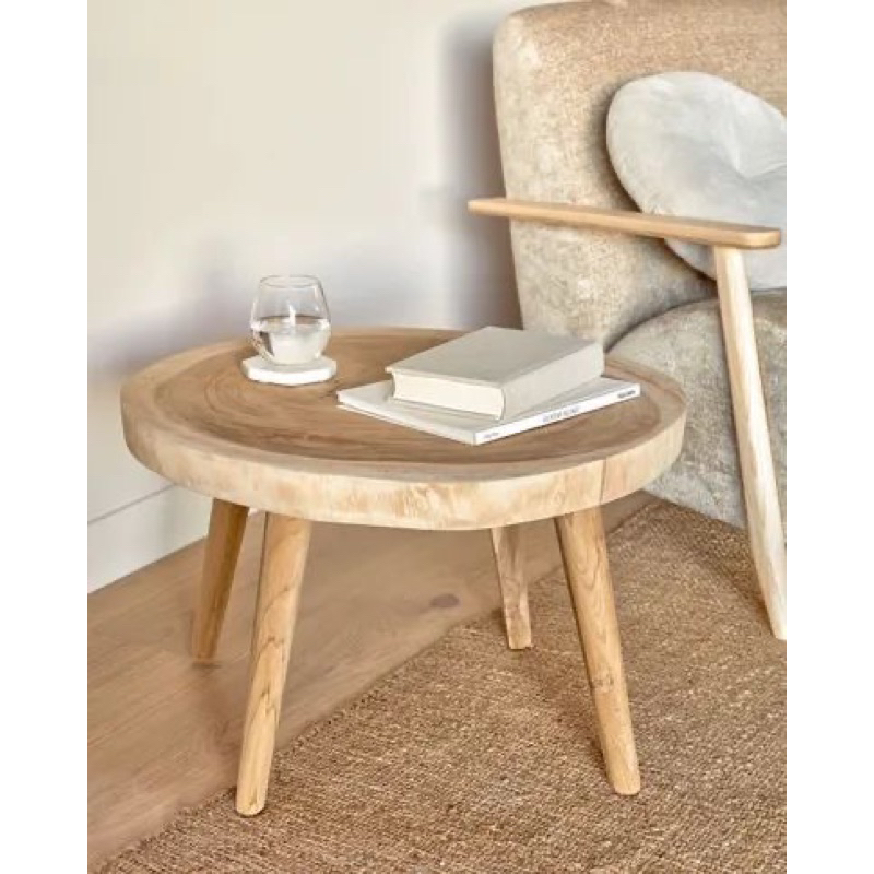 Meja Trembesi Bulat Meja Coffe Meja Sudut Meja Taman Kaki Kayu