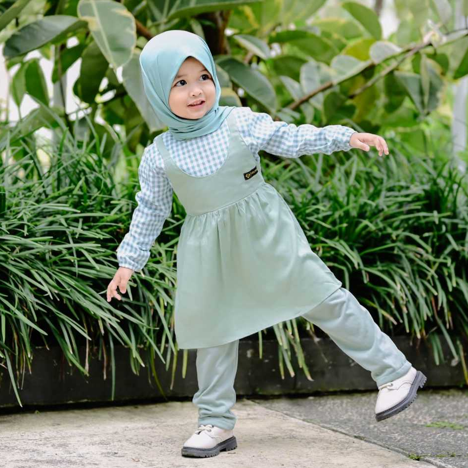 Setelan Tunik Dress Anak Perempuan Dress Panjang dan Celana Anak Umur 1 2 3 4 5 6 7 8 Tahun