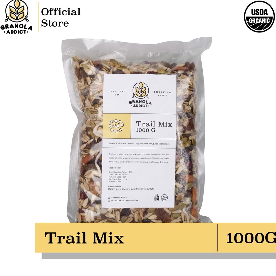 

Stok Banyak Granola Addict - Trail Mix (Sunflower, Pumpkin Seeds, Almond, Raisin, Cranberry) 1000G Buruan Beli