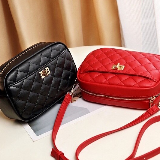 tas wanita saku nbordir kunci tas selempang mini tali biasa fashion korea terbaru