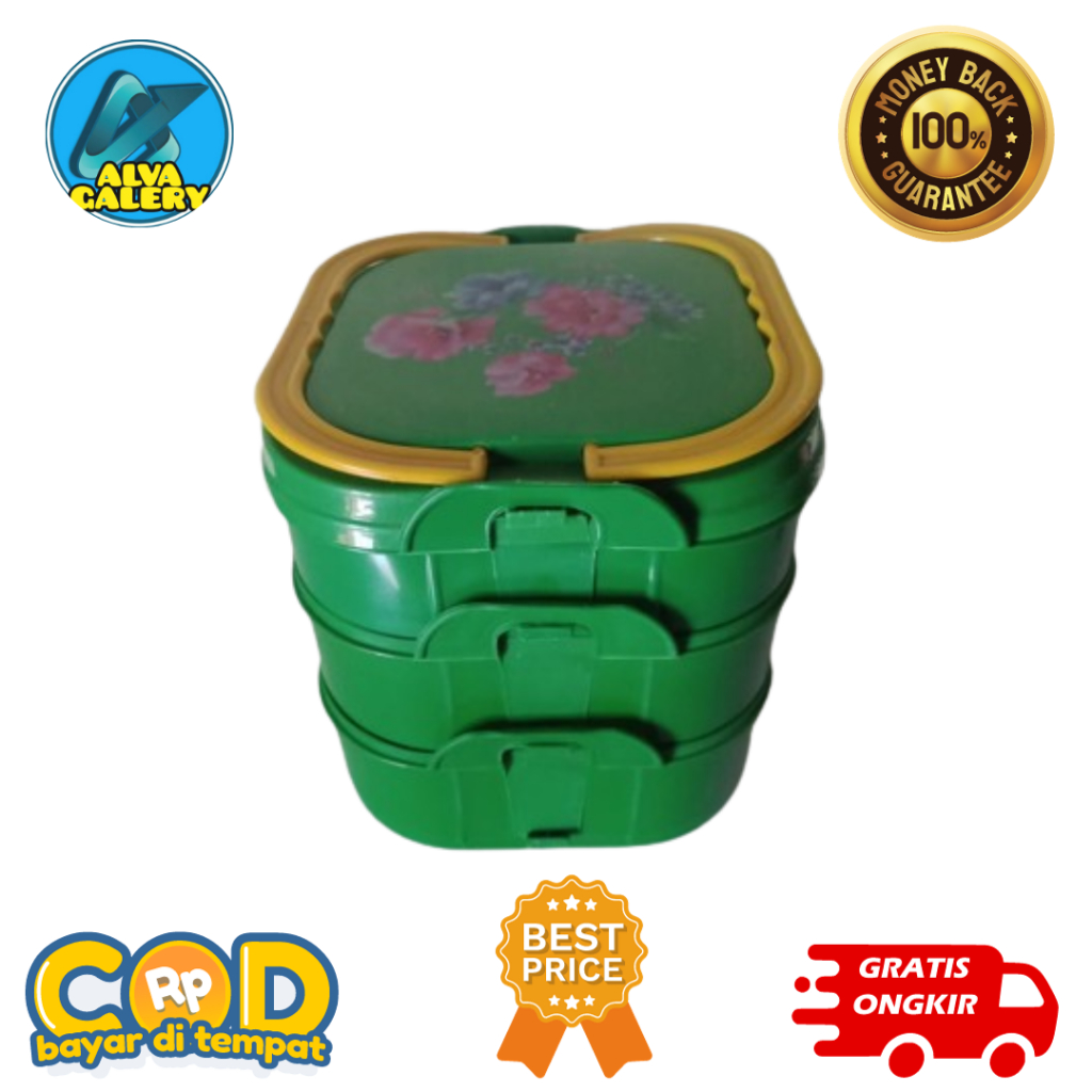 Rantang Plastik Susun 3, Rantang Susun 3 Warna, Rantang Makanan, Kotak Makan Susun