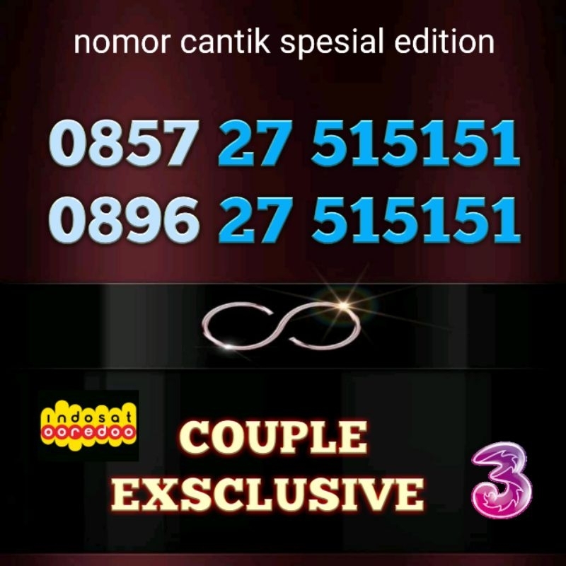 Nomor perdana cantik koleksi edisi Jadul Couple Exsclusive Indosat spesial minimalis berkualitas lim